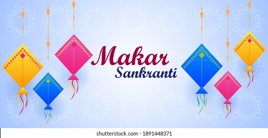 vector illustration of Happy Makar Sankranti holiday India festival background