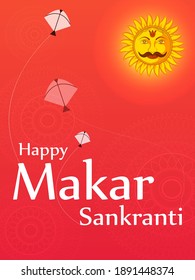 vector illustration of Happy Makar Sankranti holiday India festival background