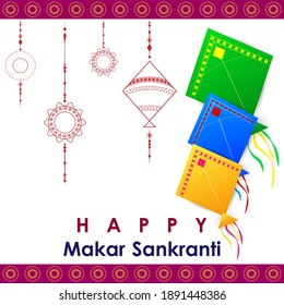 vector illustration of Happy Makar Sankranti holiday India festival background