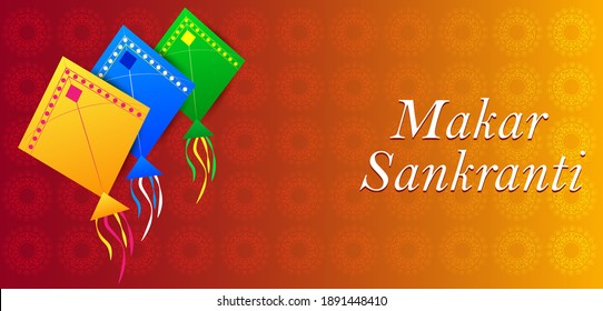 vector illustration of Happy Makar Sankranti holiday India festival background