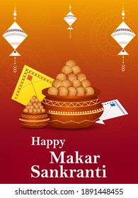 ilustración vectorial de los antecedentes del festival Happy Makar Sankranti