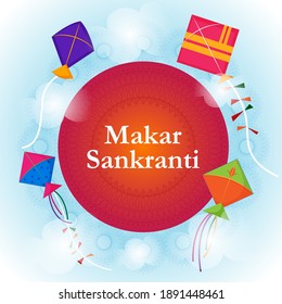 vector illustration of Happy Makar Sankranti holiday India festival background