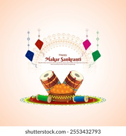 Vector illustration of Happy Makar Sankranti social media template