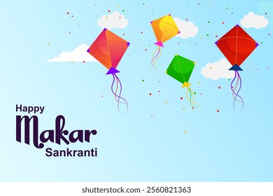 vector illustration of Happy Makar Sankranti holiday India festival background