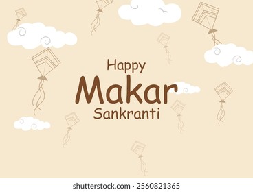 vector illustration of Happy Makar Sankranti holiday India festival background