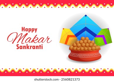 vector illustration of Happy Makar Sankranti holiday India festival background