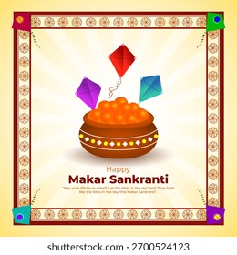 Ilustración vectorial de la Plantilla de medios sociales Happy Makar Sankranti