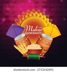 Ilustración vectorial del fondo feliz de Makar Sankranti