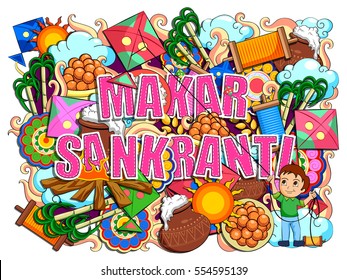 vector illustration of Happy Makar Sankranti festival celebration background