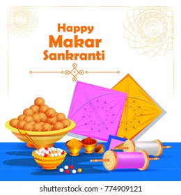 ilustración vectorial de los antecedentes del festival Happy Makar Sankranti