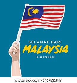 Vector illustration of Happy Malaysia Day, 16 September. Malaysia day banner and poster design for social media and print media