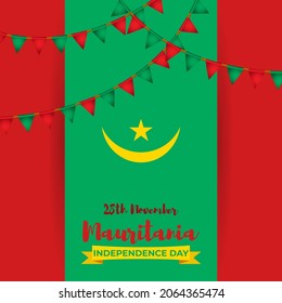 Vector illustration of happy Mauritania independence day