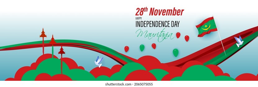 Vector illustration of happy Mauritania independence day