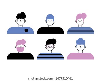 Vector illustration of happy men character with flat, simple and minimalist style