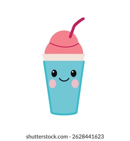 Vector Illustration of a happy milkshake or smoothie on a white background