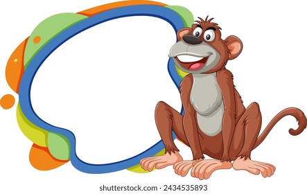 Vector illustration of a happy monkey with a speech bubble.