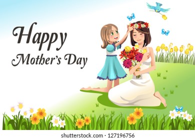 A vector illustration of happy mothers day card