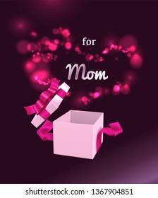 Vector Illustration for Happy Mother's Day. Opened gift box for Mom.