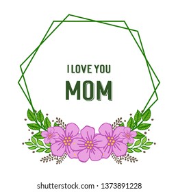 Vector illustration happy mothers day for various style purple bouqet frames hand drawn