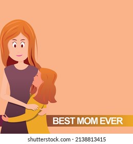Vector Illustration Happy Mother's Day Carrying Daughter In Her Arms. Happy mother's day greeting card