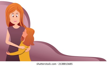 Vector Illustration Happy Mother's Day Carrying Daughter In Her Arms. Happy mother's day greeting card