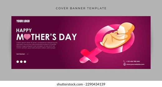 Vector illustration of Happy Mother's Day Fb cover banner mockup Template