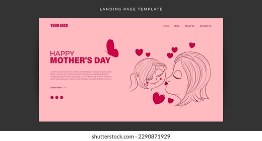 Vector illustration of Happy Mother's Day Website landing page banner mockup Template