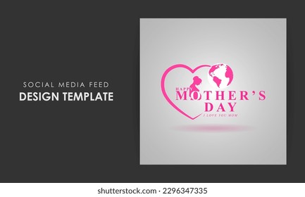 Vector illustration of Happy Mother's Day social media story feed set mockup template