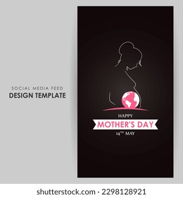 Vector illustration of Happy Mother's Day social media story feed set mockup template