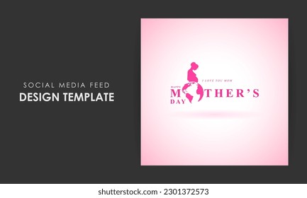 Vector illustration of Happy Mother's Day social media story feed set mockup template