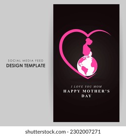 Vector illustration of Happy Mother's Day social media story feed set mockup template