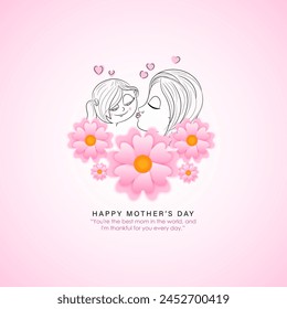 Vector illustration of Happy Mothers Day social media feed template