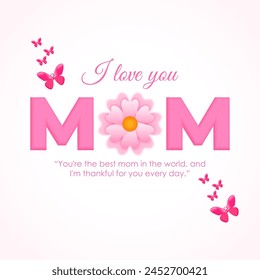 Vector illustration of Happy Mothers Day social media feed template