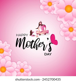 Vector illustration of Happy Mothers Day social media feed template