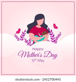 Vector illustration of Happy Mothers Day social media feed template