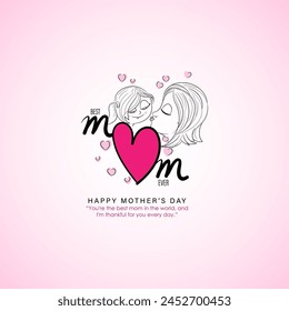 Vector illustration of Happy Mothers Day social media feed template