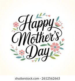 Vector illustration. Happy Mothers Day lettering . Handmade calligraphy . Mother's day card isolated on white background.