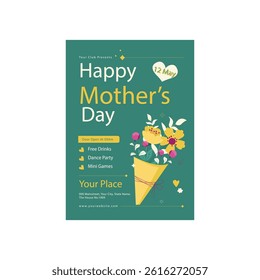 Vector illustration of happy mother's day flyer poster template design