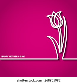 Vector Illustration of Happy Mothers Day Card for Design, Website, Background, Banner. 22th Mays Holiday Gift Element Template with Pink Tulip