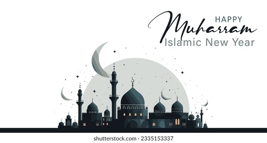 Vector Illustration Happy Muharram Islamic New Year Background