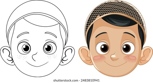 Vector illustration of a happy Muslim boy