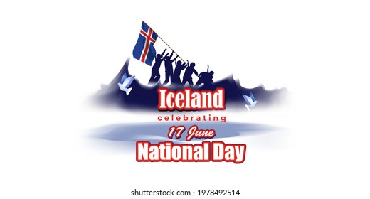 vector illustration for a happy national day - Iceland 