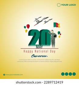 Vector illustration for Happy National Day Cameron social media story feed mockup template post