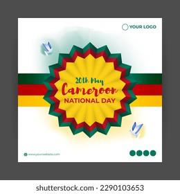Vector illustration for Happy National Day Cameron social media story feed mockup template post