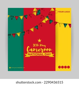 Vector illustration for Happy National Day Cameron social media story feed mockup template post