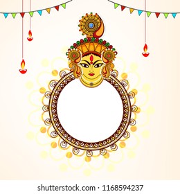 vector Illustration Of Happy Navratri Celebration Poster Or Banner Background 2018.