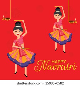Vector Illustration Of Happy Navratri Celebration Abstract Background.