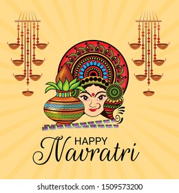 Vector Illustration Of Happy Navratri Celebration Abstract Background.