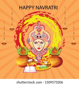Vector Illustration Of Happy Navratri Celebration Abstract Background.