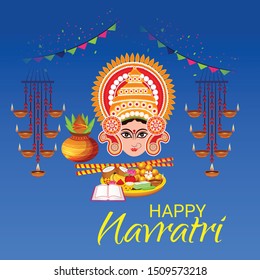 Vector Illustration Of Happy Navratri Celebration Abstract Background.
